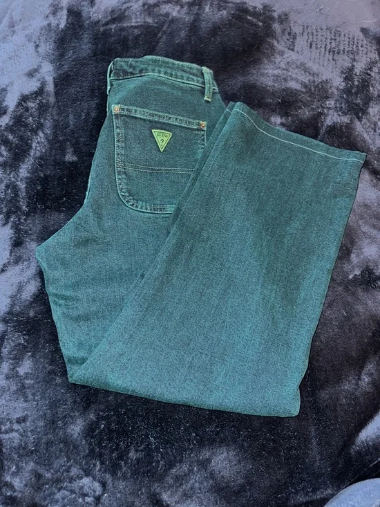 RARE Guess? Originals x Batman Green Denim Carpenter Jeans - Picture 6 of 12